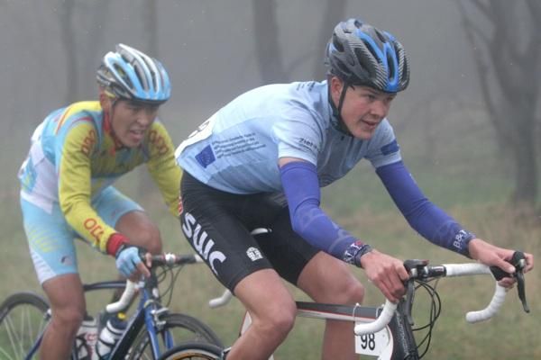 Matej Zahalka (Czech Republic), right, leads a rider from Kazakhstan.