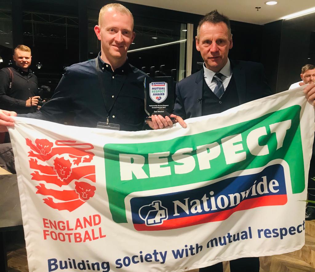 Stuart Pearce with the Nationwide Mutual Respect Annual winner Dan Weston from Sussex