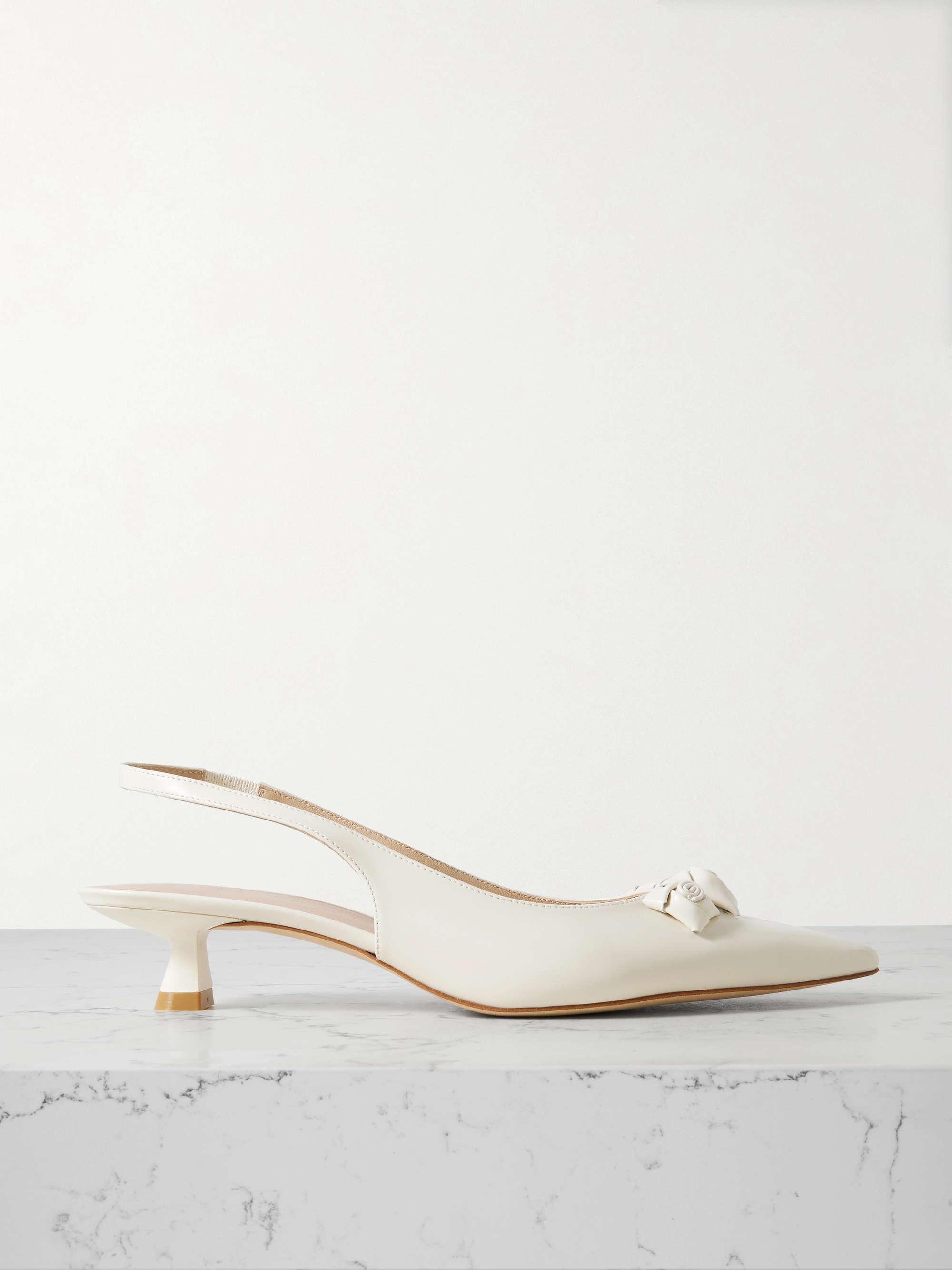 Rosie Appliquéd Leather Point-Toe Slingback Pumps