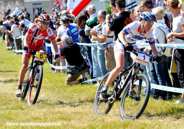 Julie Bresset (BH - Suntour - Peisey Vallandry) and Lene Byberg (Specialized)