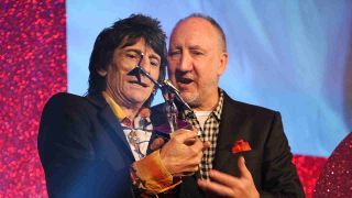 Ronnie Wood and Pete Townshend onstage at the Classic Rock Awards in 2009