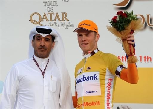 Lars Boom (Rabobank) in the Tour of Qatar gold leader's jersey