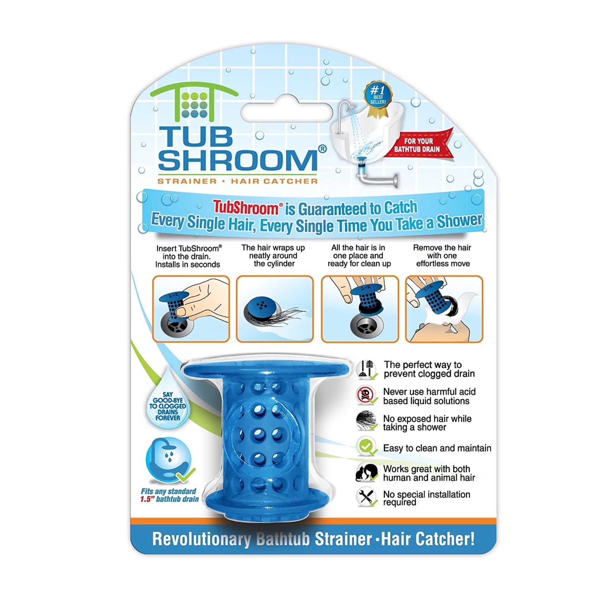 Tub Shroom strainer and hair catcher for drains