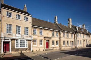 A High Street in St. Martin's, Stamford Conservation Area, Lincolnshire which uses limestone in its buildings