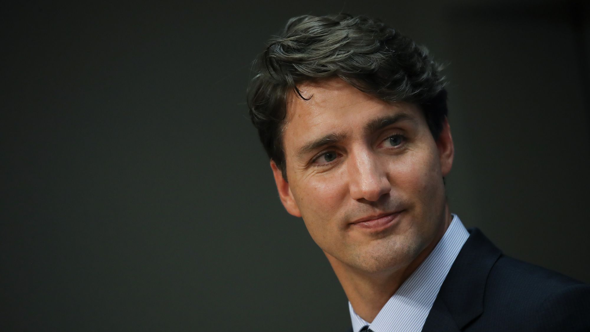 Justin Trudeau holds a press briefing at the UN