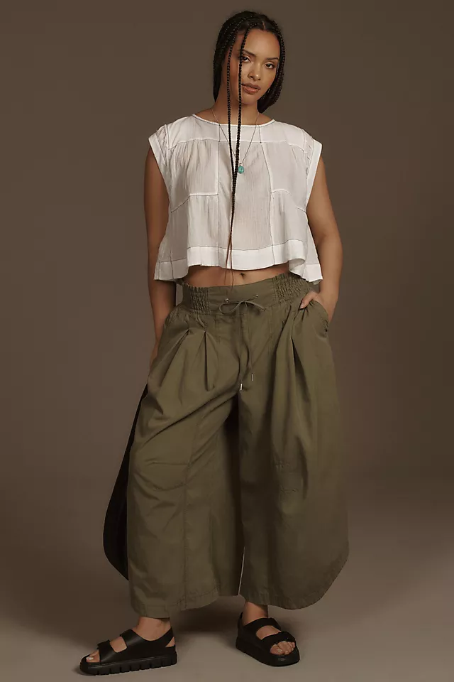 By Anthropologie Ruched Poplin Parachute Pants