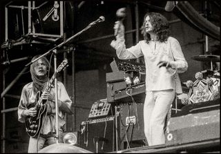 Steve Howe (left) and Jon Anderson perform live with Yes
