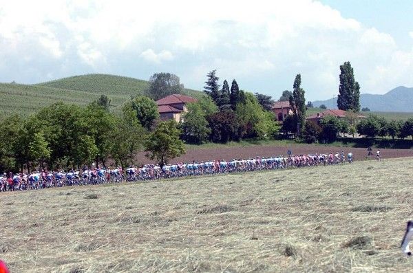 The peloton rolls through scenic countryside en route to Arenzano .