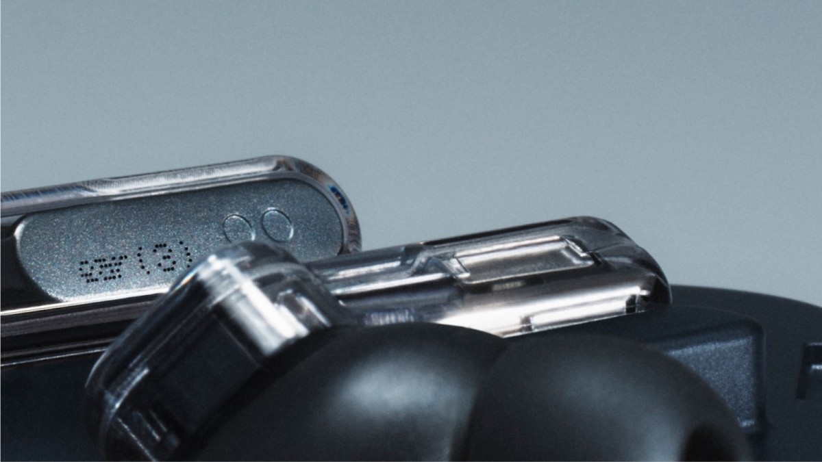 A teaser shot of the Nothing Ear (3) earbuds case where the number (3) is visible on the base