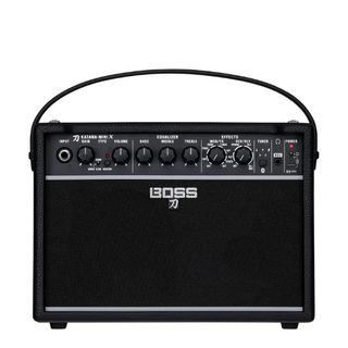 A Boss Katana Mini X desktop guitar amp