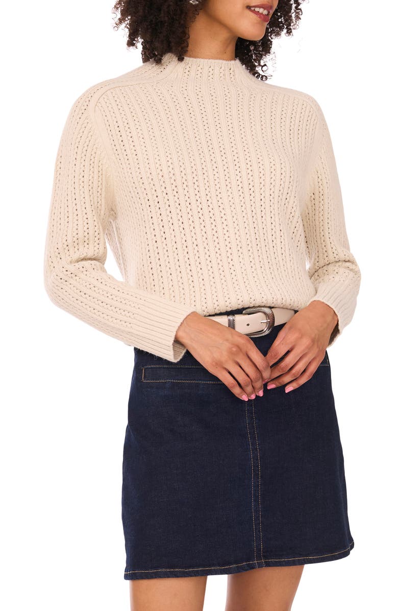 Pointelle Funnel Neck Sweater