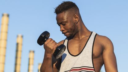 Man working out with dumbbells