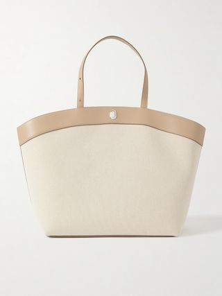 Tondo Large Leather-Trimmed Canvas Tote