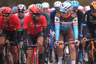 AG2R’s Oliver Naesen (right) enjoys a chat with Lotto Soudal’s Thomas De Gendt