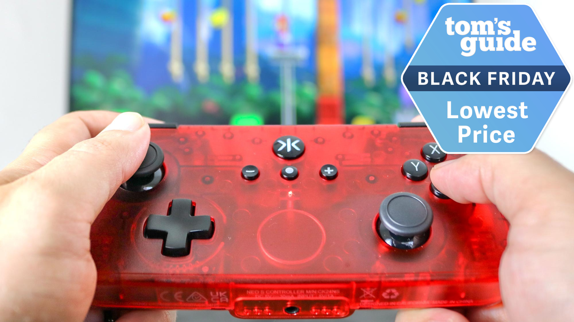Crkd Neo S controller in hand with a Tom's Guide Black Friday deals badge