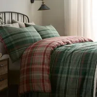 Dreams & Drapes Bennet Check Brushed Green Duvet Cover Set