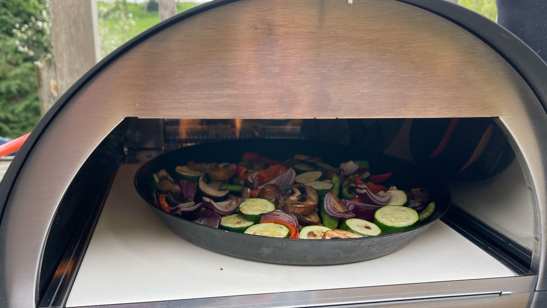 Roasted vegetables in the Woody Pizza Oven