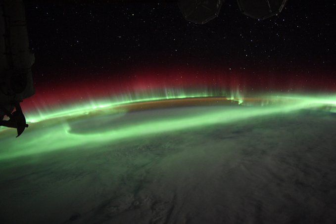 green aurora over earth