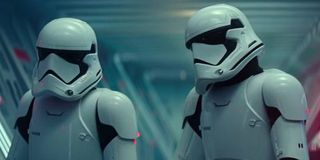 Two stormtroopers, one played by director J.D. Dillard, in Star Wars: The Rise of Skywalker