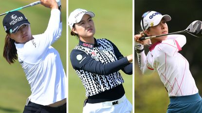 Three female golfers pictured