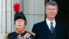 Princess Anne, Princess Royal and her husband Vice Admiral Sir Timothy Laurence stand on the balcony of Buckingham Palace after attending Trooping the Colour on June 15, 2024