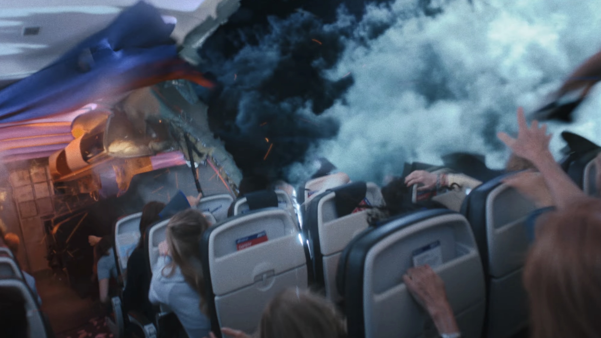 An airplane with one wall ripped off In American Horror Story 13