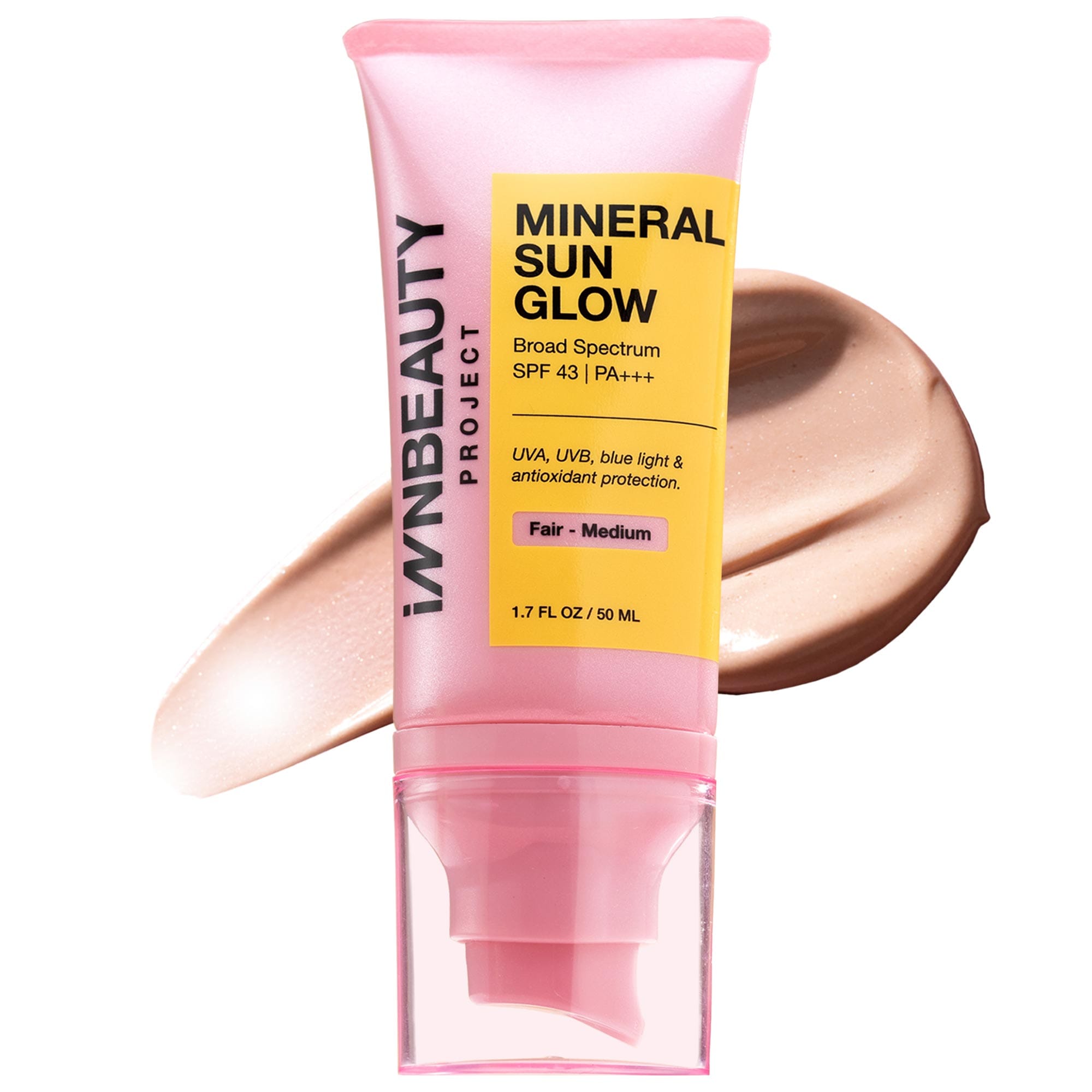 Mineral Sun Glow Broad Spectrum Sunscreen Spf 43 Pa +++ With Peptides and Vitamin C - Fair-Medium