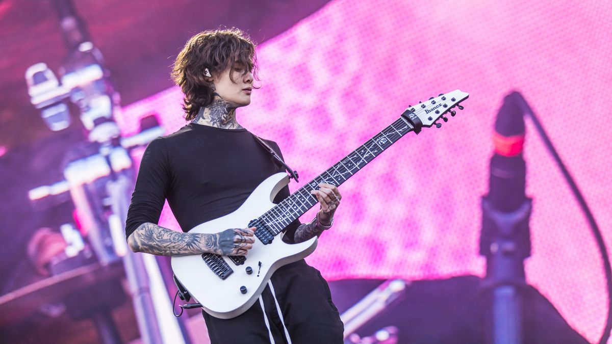 American guitarist Tim Henson of the band Polyphia performs live on stage at the annual Rock Am Ring festival at Nuerburgring on June 09, 2024 in Nuerburg, Germany