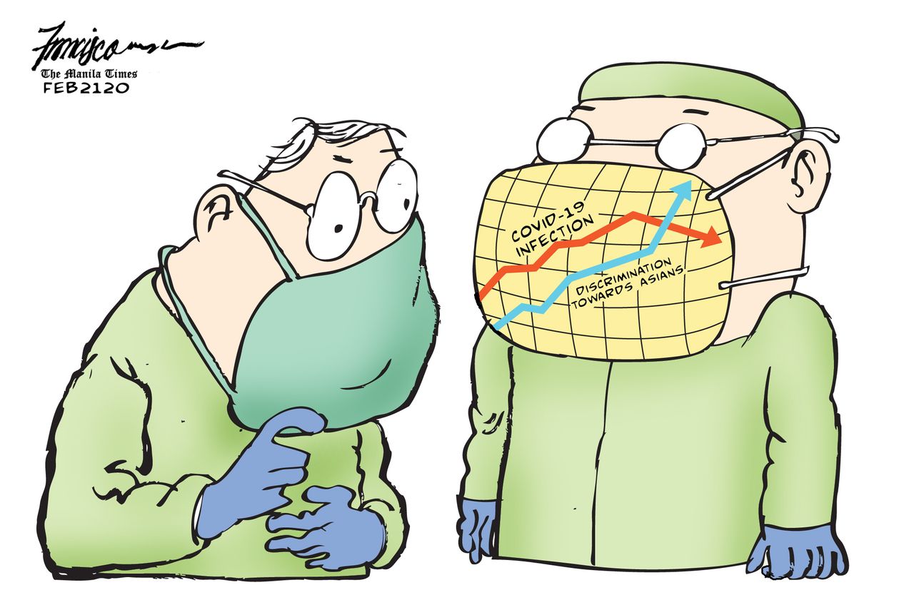 Editorial Cartoon World coronavirus China xenophobia rising mask