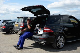 Changing golf shoes car park