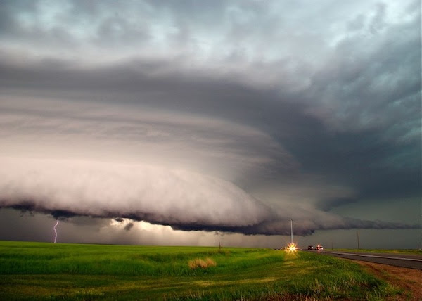 Tornado brewing over farmland