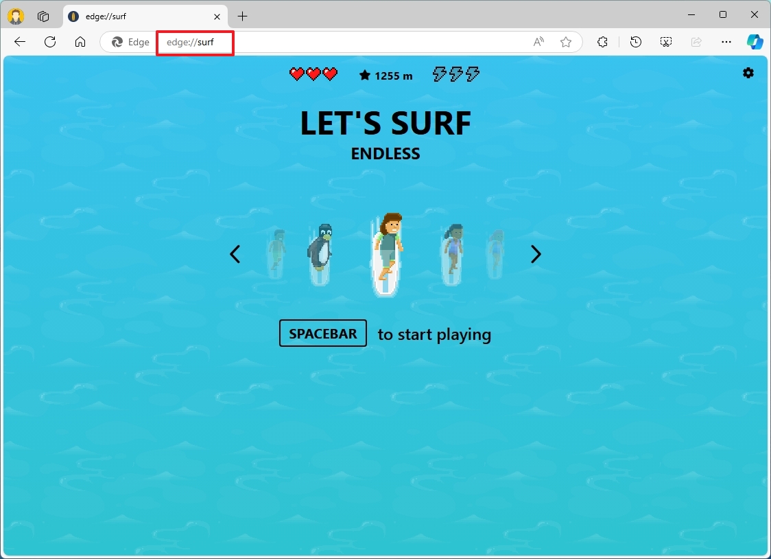 How to take a quick break with the Surf game on Microsoft Edge