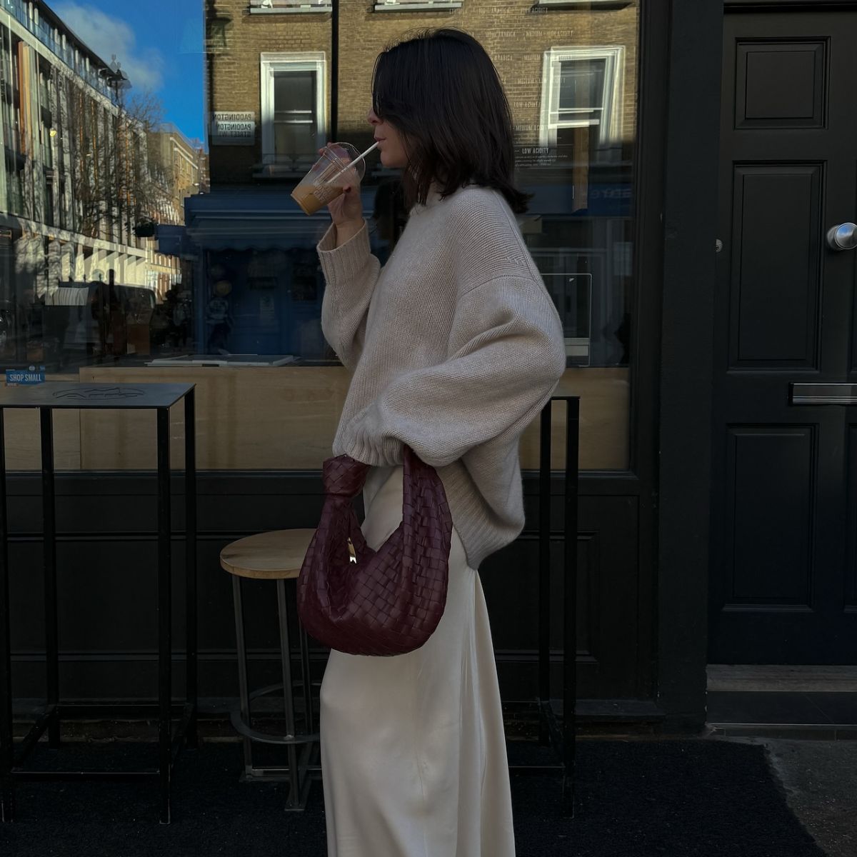 Francesca Saffari wearing a COS cashmere knit