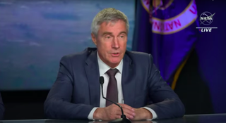 Sergei Krikalev, executive director of human spaceflight programs at the Russian space agency Roscosmos, speaks at a press conference after the successful launch of SpaceX's Crew-5 astronaut mission on Oct. 5, 2022.