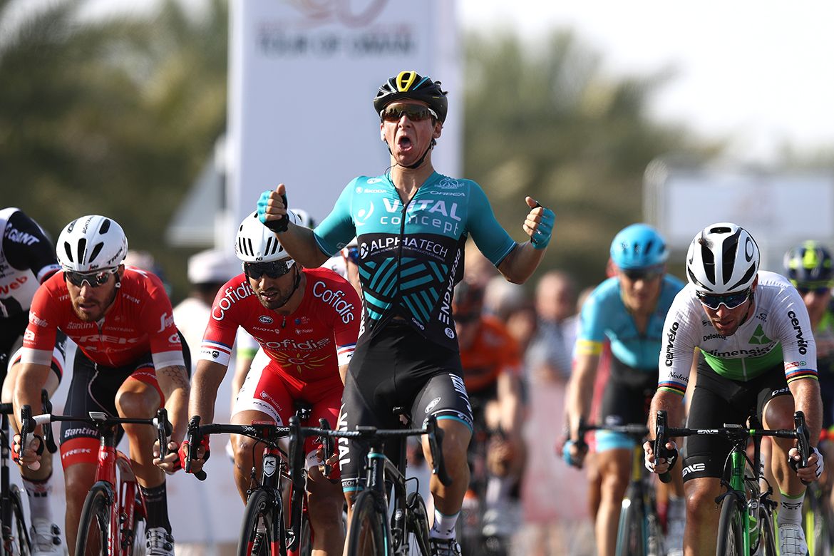Bryan Coquard (Vital Concept) wins stage 1 of the Tour of Oman.