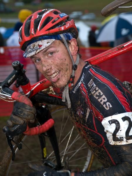 Team Rutgers rider, Patrick Bradely takes time to pose for a photo on his way to 13th place.