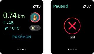 Pausing a workout in Pokemon Go on Apple Watch