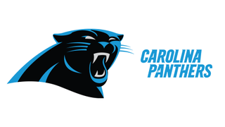 Carolina Panthers NFL logo with black and cerulean blue panther emblem