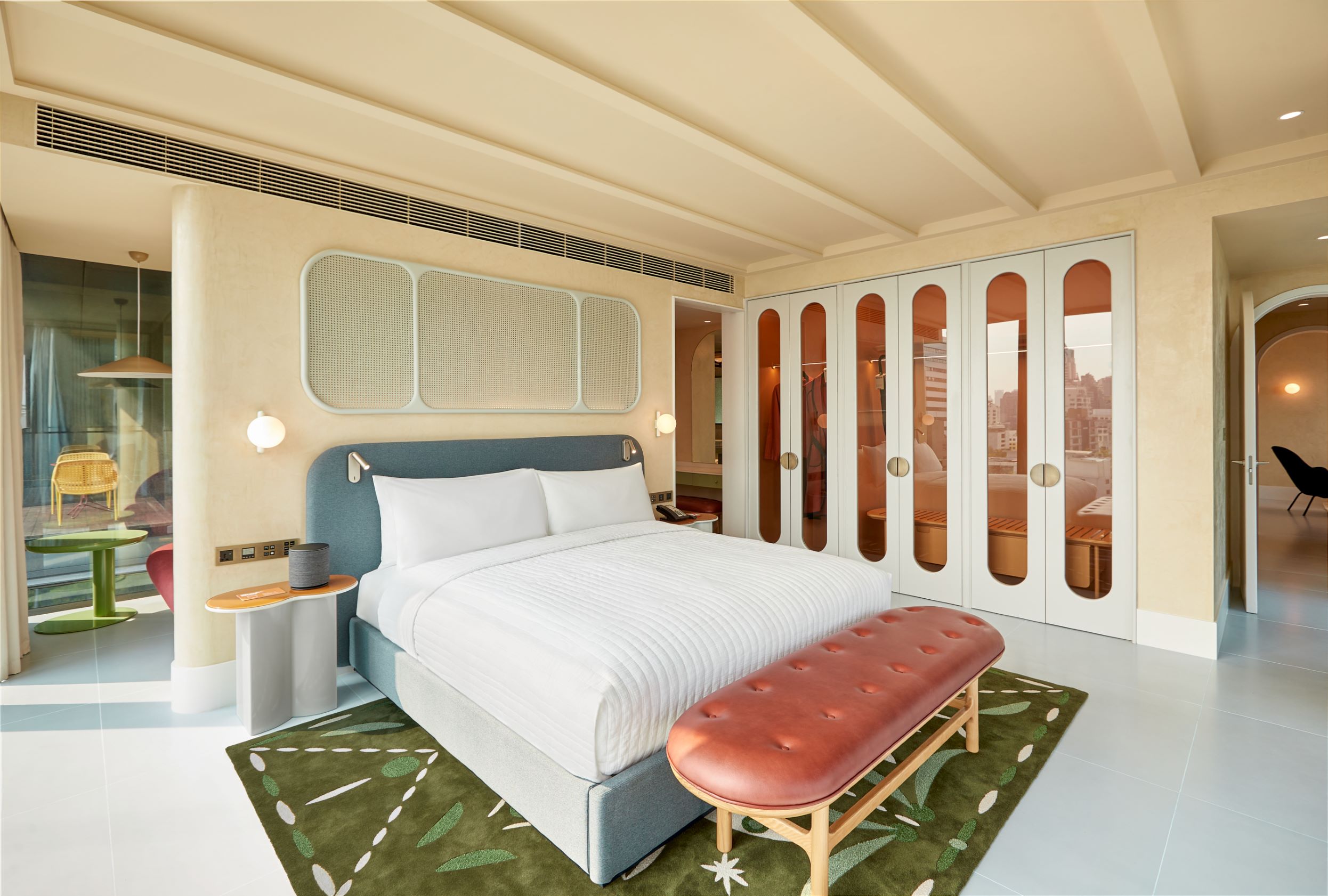 Colourful bedroom interior design at The Standard Bangkok hotel by Jaime Hayon