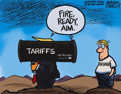 Political Cartoon U.S. Trump Consumer Tariffs