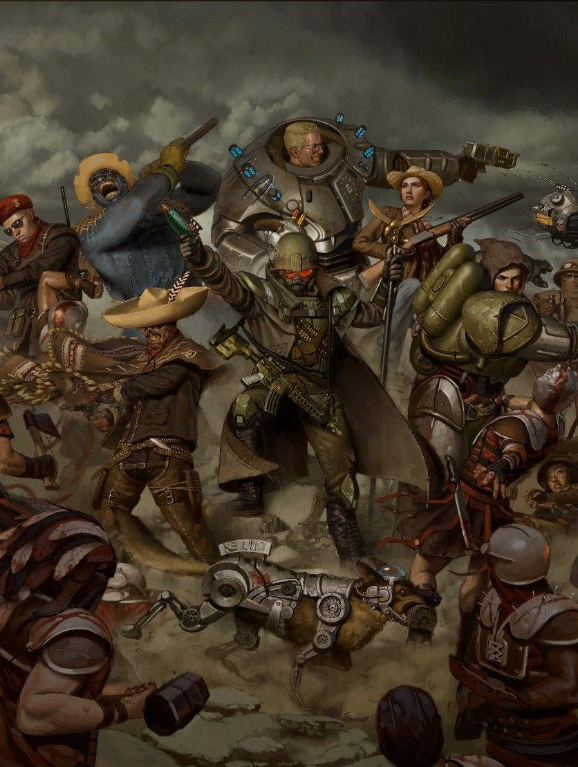 Fan art New Vegas Courier leading soldiers at Battle of Hoover Dam