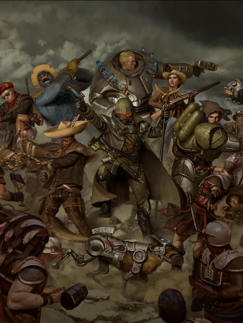 Fan art New Vegas Courier leading soldiers at Battle of Hoover Dam