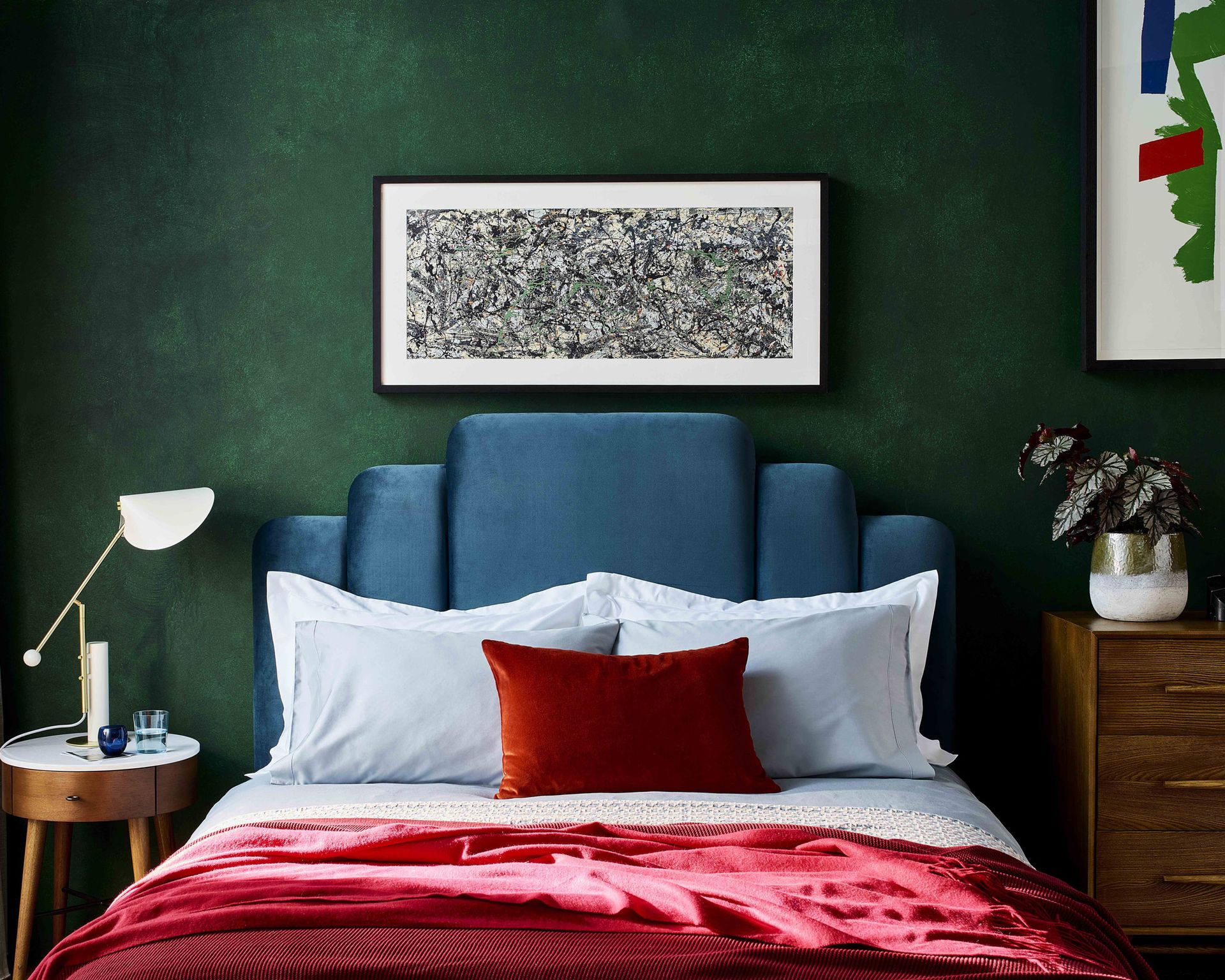 green and red bedroom