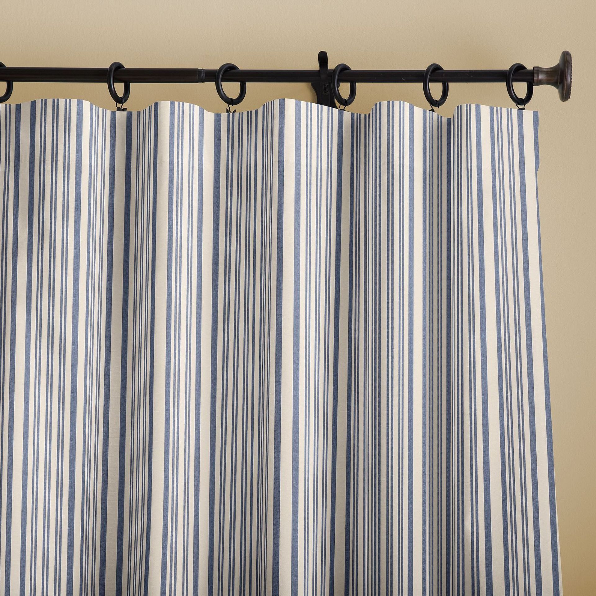 Antique Stripe Print Linen Cotton Rod Pocket Curtain 50" W x 124" L