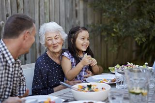 3 generations at outside dinner