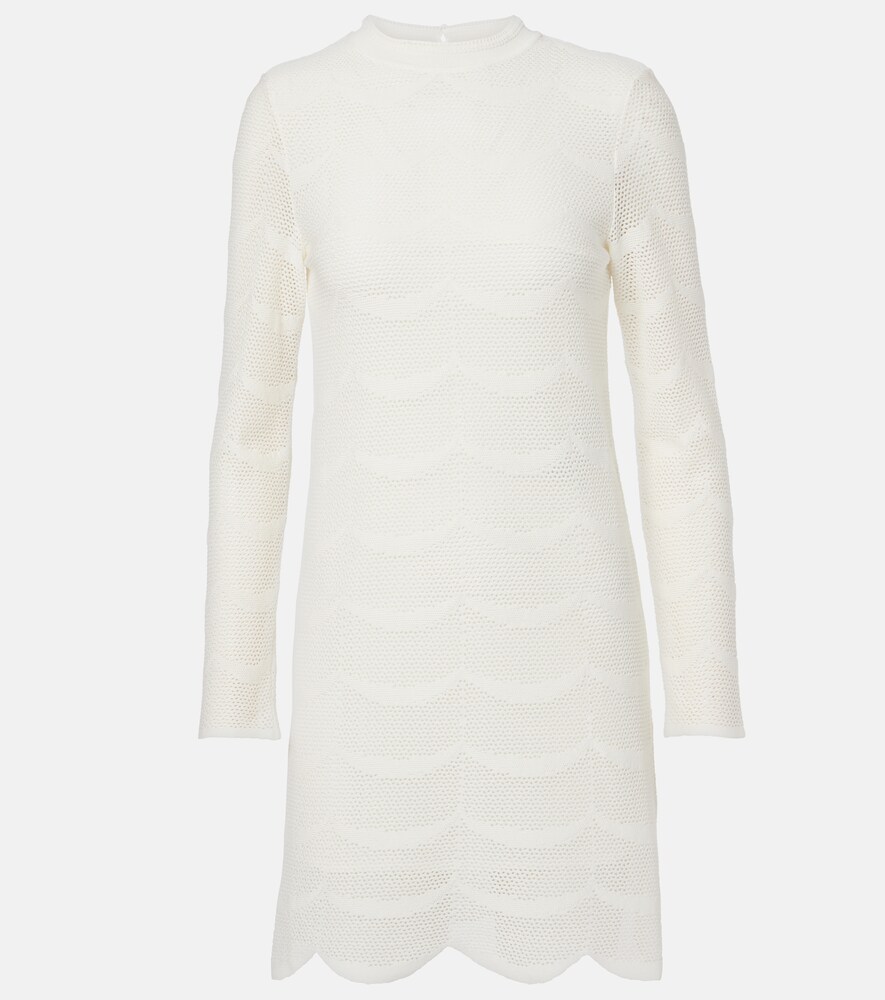 Knitted Scalloped Cotton and Silk Minidress