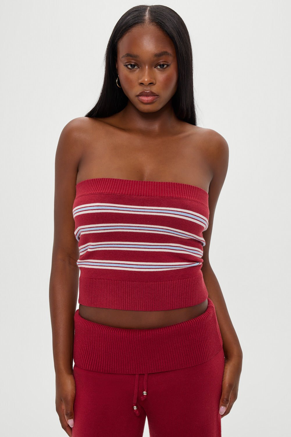 Destiny Knit Tube Top - Collegiate Stripe