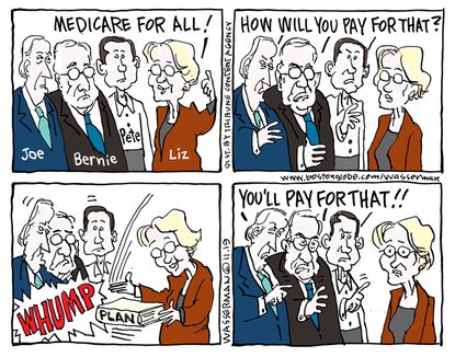 Political Cartoon U.S. Warren Pay For Medicare Plan 2020 Democrats