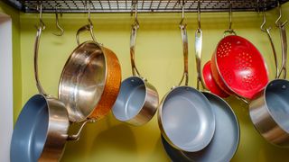 Pans hanging on the wall