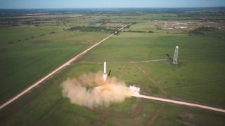 SpaceX's Grasshopper 10-story Vertical Takeoff Vertical Landing (VTVL) vehicle took off on its 820-foot (250 meters) test flight on April 19, 2013.